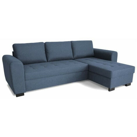 Canapé d'angle fixe - 3 places - Tissu Bleu - HAMILTON SANS RANGEMENT ET FONCTION LIT (1/5)