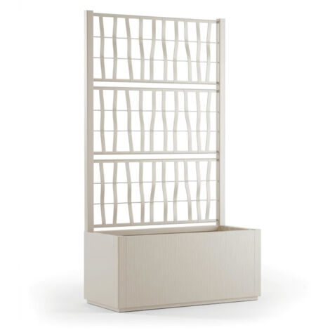 Stefanplast – Jardinière rectangulaire 80 cm en plastique beige – Treillis intégré pour plantes grimpantes – Dimensions 80x36x26,5 cm