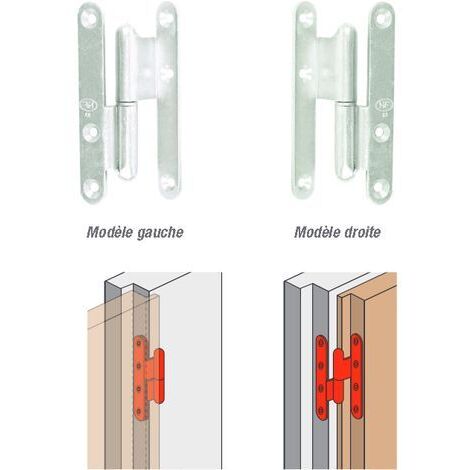 Paumelle coudée Jardinier Massard Loutre Sedan® 140x60x70 mm gauche 90/100° bichromatée (1/2)