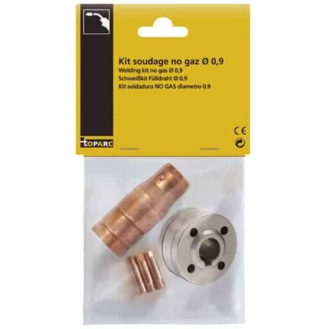 GYS – Kit de soudage MIG MAG sans gaz pour fil fourré Ø 0,9/1,0 mm – 3 tubes contact – Buse spéciale "No Gas" – 41240