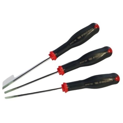 Facom – Tournevis plat 4x100 mm – Empreinte zinguée dorée – Lame courte cylindrique – Manche soft grip ergonomique