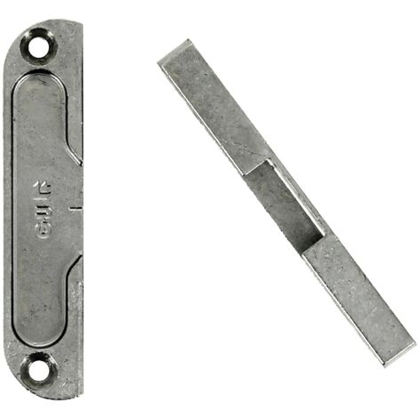 Ferco – Gâche pour crémone – Dimensions 85x16x9mm – Zamak finition argent – Installation rapide dans bois dur