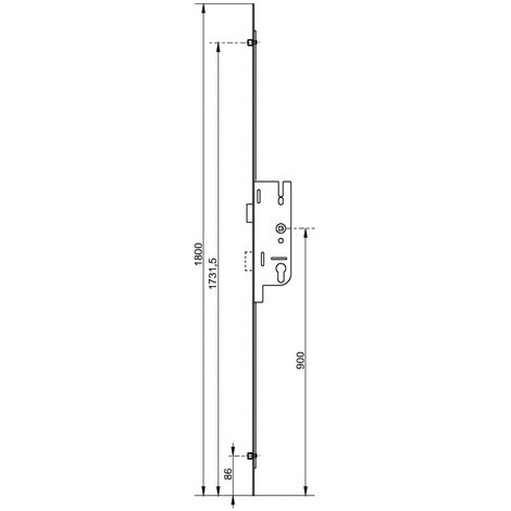 Crémone à larder EUROPA axe 40mm 4 galets carré 7 longueur 2150mm FERCO 6 33162 01 0 1