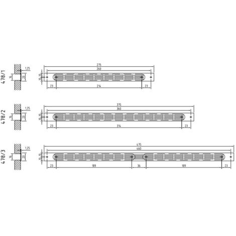 Grille plat interieur simple 375x20mm brun - RENSON - 00478203