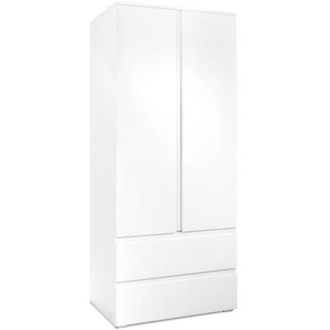 Calicosy – Armoire 2 portes battantes – 2 tiroirs – 80x191x55 cm – Panneaux de particules – Meuble moderne pour chambre (1/6)