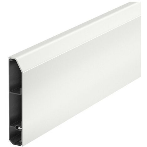 Obo Bettermann – Plinthe électrique blanche 2m – PVC pour câbles encastrés – Installation rapide avec perforations – Finition discrète RAL 9010