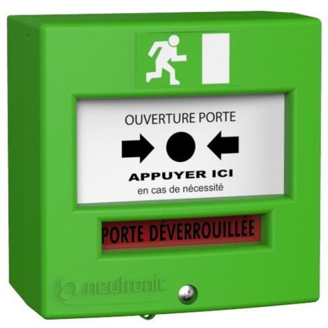 Neutronic – Déclencheur manuel vert 87x87x53 mm – Alimentation 250 V AC – Courant 3 A – Installation en saillie ou encastré - 4711V3C