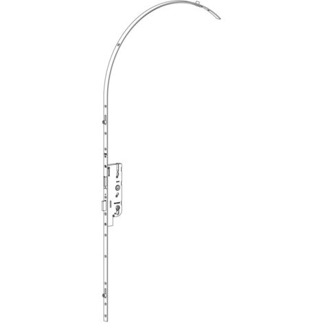 Ferco – Crémone à larder EUROPA 3 galets pour porte cintrée – Longueur 2500mm – Têtière 18mm – Entraxe 70mm – Verrouillage double sécurité
