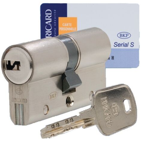Bricard – Cylindre de serrure double entrée 30x30 mm – Sécurité S avec barre anti-arrachement – 4 clés – Finition nickelée en laiton