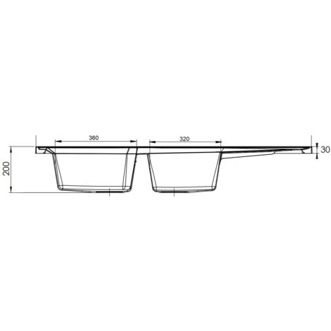 Moderna – Évier à poser réversible 2 cuves Montréal 1200 SMC nu – Résine SMC résistante aux chocs et aux UV – Perçage facile pour robinetterie (1/7)