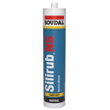 Soudal – Mastic silicone Silirub NS transparent alimentaire 300ml – Résistant à l'humidité et aux UV – Pour joints sanitaires et cuisines – 120655