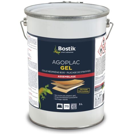 Bostik – Colle néoprène gel 5L pour bois, métal, cuir – Application facile, prise rapide – Résistance thermique jusqu'à 90°C – 30604788