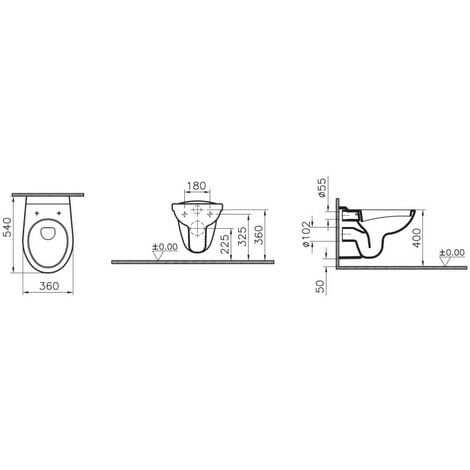 Pack WC NORMUS Vitra cuvette suspendue standard 54x36cm avec abattant VITRA 6855N003 6064
