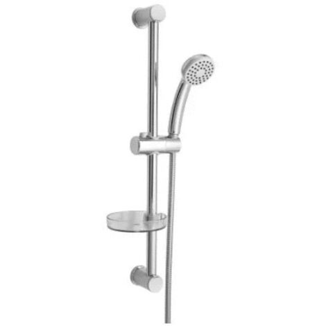 Roca – Ensemble de douche HYDROSTYLE barre de douche avec douchette anticalcaire 2 jets – Flexible anti-torsion – Porte-savon inclus