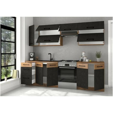 la Cuisine Contemporaine セット Cuisine complete ROCK 7 éléments - Décor chene lancelot et