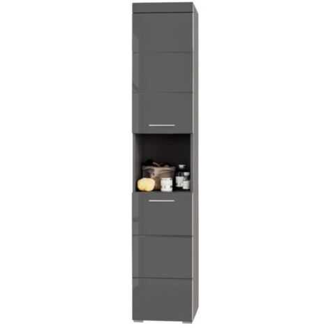 Colonne de salle de bain AMANDA - 2 portes - L37 x P31 x H190 cm - Gris - TRENDTEAM (1/5)