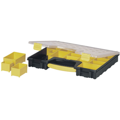Stanley – Boîte de rangement pour outils 25 compartiments – Couvercle alvéolé en polypropylène – Dimensions 42,2x5,2x33,4 cm – 192748