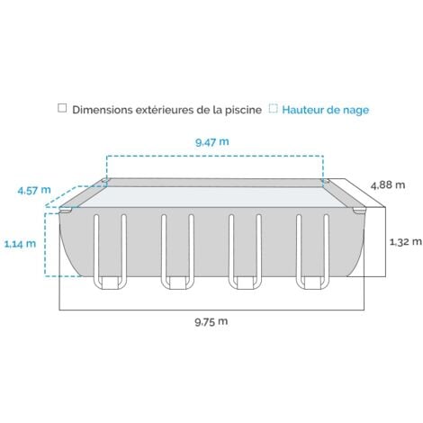 Piscine tubulaire rectangulaire Intex Ultra XTR 9,75 x 4,88 x 1,32 m