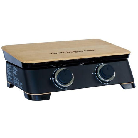 Cook'In Garden – Plancha à gaz 2 brûleurs 4000 W – Plaque fonte émaillée L 56,5 x P 36,5 cm – Pour cuisson précise jusqu'à 10 personnes (1/10)