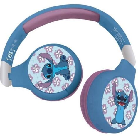 LEXIBOOK - Casque 2 en 1 Disney Stitch - Sans-fil Bluetooth 5.0 ou câble audi - Batterie rechargeable longue-durée - Bleu (1/4)