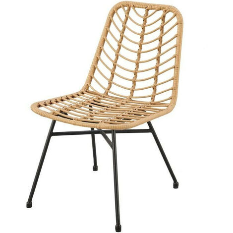 Lot de 2 chaises de jardin imitation rotin naturel – Structure acier – Dimensions L48 x P47 x H88 cm – Hauteur d'assise 44 cm