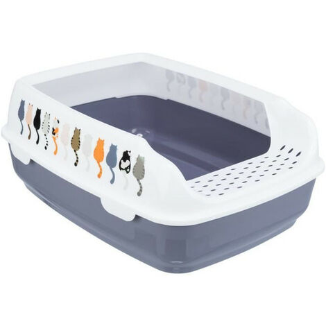 Bac a litiere TRIXIE Delio - Rebord - 38 × 20 × 50 cm - Imprimé Gris et blanc (1/5)