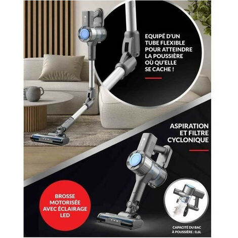 Aspirateur Balai 2 en 1 sans fil - FAGOR FG953 - 150W - Tube Flexible - 2 vitesses - Autonomie 40 min