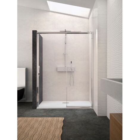 Paroi de douche blanc sans seuil 115 125cm CLASSIC MACAO côté droit KINEDO PA647BTNEG (1/5)