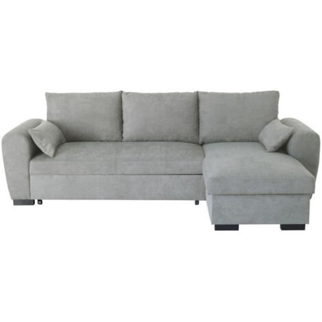 Canapé d'angle convertible réversible – Méridienne avec coffre – Tissu gris clair – L 240 x P 143 x H 85 cm (1/5)
