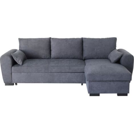 Canapé d'angle convertible réversible MAX - Méridienne avec coffre - Tissu gris foncé - 240 x 143 x 85 cm - AUCUNE (1/5)