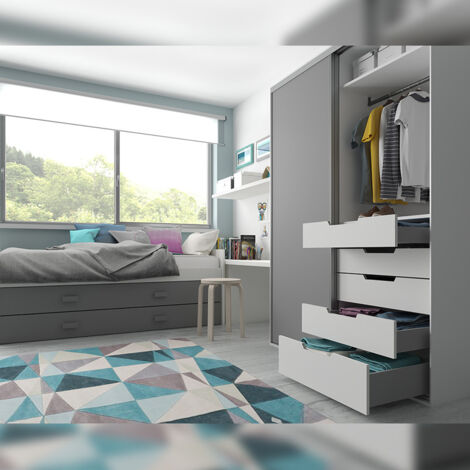 Emuca – Tiroir extérieur Concept 30kg – Hauteur 105mm – Profondeur 500mm – Acier peint gris anthracite – Coulisses à sortie totale