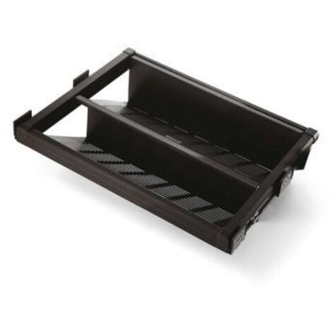 Emuca – Tiroir à chaussures extractible aluminium moka 49x20x56 cm – Coulisses invisibles à sortie totale – Installation rapide avec clipsage automatique
