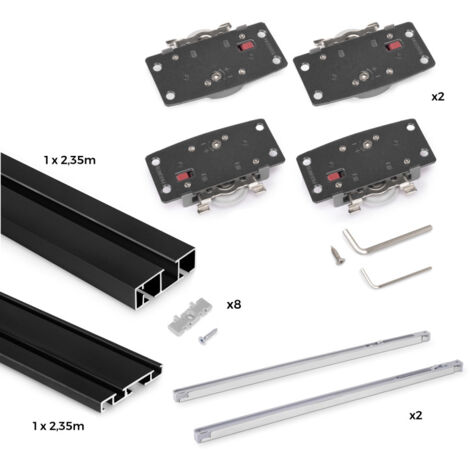 Emuca Système de montage en surface Flow 2 en kit pour une armoire avec 2 portes coulissantes en bois avec fermeture souple. (1/6)