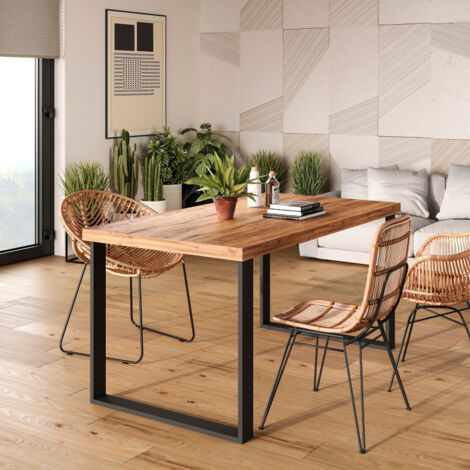 Emuca 2040014 Jeu de pieds rectangulaires Square pour table, largeur 600mm, Acier, Peint en noir (1/5)