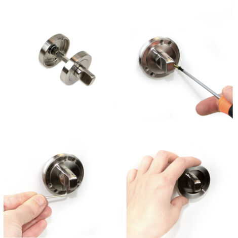 Emuca 1278951 Lot de 5 condamnations avec rosace ronde pour portes intérieures, diamètre 50mm, Zamak, Nickel satiné
