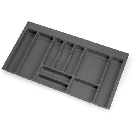 Emuca – Range couverts Optima Vertex 8333623 – Dimensions 822x473x50mm – Plastique gris anthracite – Compatible module 900mm