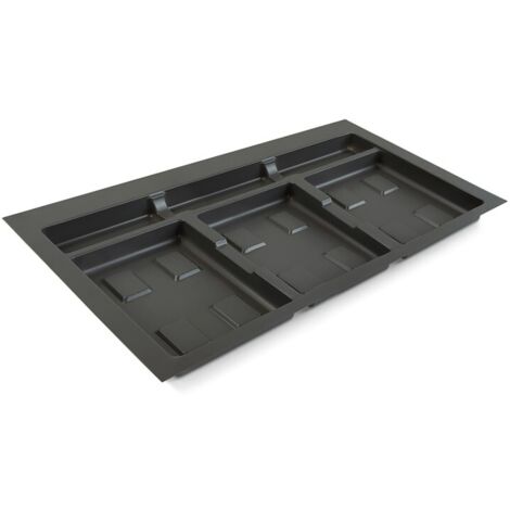 Emuca Base pour tiroirs de cuisine Recycle, 3 compartiments, module 800mm, Plastique Gris antracite