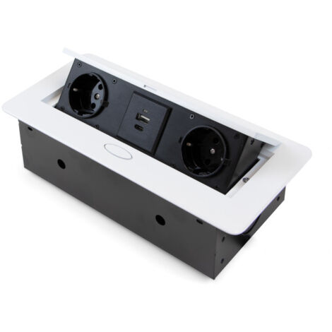 Emuca 5039812 Multiconnecteur Atom 26 Lite pour bureau, Peint en blanc, Zamak et Acier et Plastique.