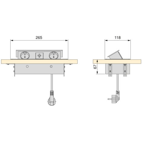 Emuca 5039812 Multiconnecteur Atom 26 Lite pour bureau, Peint en blanc, Zamak et Acier et Plastique.