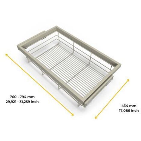 Emuca 7028449 Kit de panier et cadre coulissant avec fermeture souple pour armoire, réglable, module 800mm, Gris pierre