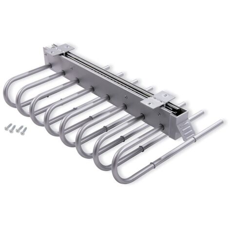Emuca – Porte-pantalons extractible gauche – Acier et plastique – Finition gris métallisé – Coulisses 450 mm pour extraction facile (1/8)