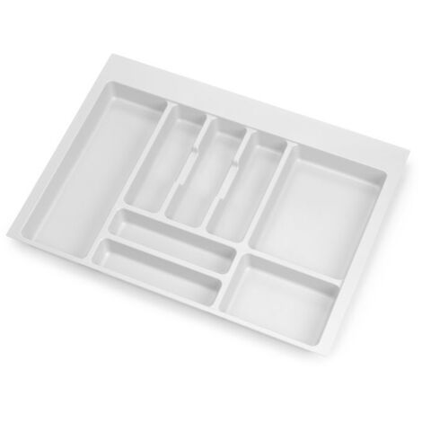 Emuca – Range couverts 8333415 – Plastique blanc – Dimensions 622x473mm – Compatible tiroirs 500mm – Optimise l'espace de rangement