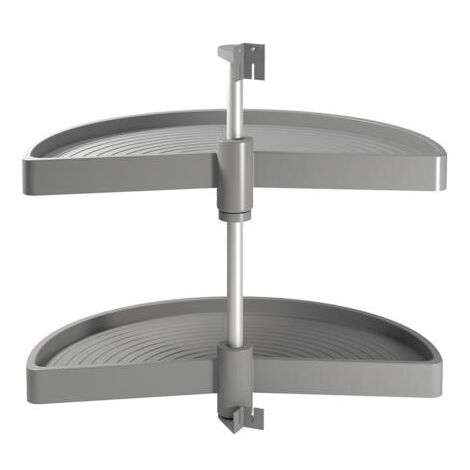 Emuca – Plateau pivotant demi-lune 650mm – Pour meubles d’angle – Capacité 20kg par plateau – Plastique recyclable et aluminium anodisé