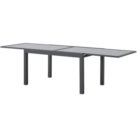 Table de jardin extensible rectangulaire - Structure aluminium - Plateau verre trempé fixé par ventouses - L 135-270 x H 75 x