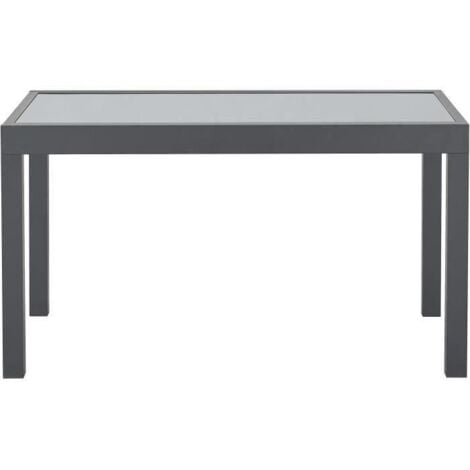 Table de jardin extensible rectangulaire - Structure aluminium - Plateau verre trempé fixé par ventouses - L 135-270 x H 75 x