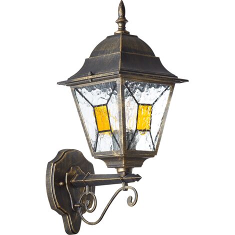 Applique extérieure montante - BRILLIANT - JANEL - métal/verre - noir dore - IP44 (1/5)