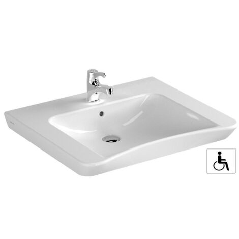 Vitra – Lavabo PMR standard 65cm – Céramique blanche – Montage mural avec trop-plein – Accessibilité conforme DIN 18040 – 5291B0030001