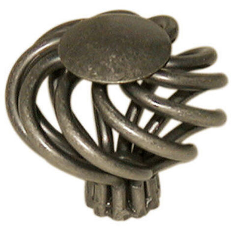 Bouton boule plat fer torsadé de diamètre 38mm laitonné vieilli - CADAP - 00372/2S