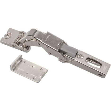 Charnière pour meuble à coller amortie – Zamak nickelé mat – Ouverture 110° – Réglages latéraux et verticaux – CBG2AE9 – Salice (1/4)