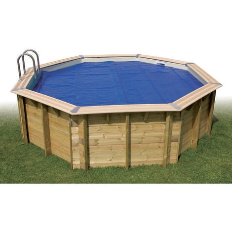 UBBINK Bache a bulles bordee pour piscine en bois O360 cm - Bleu